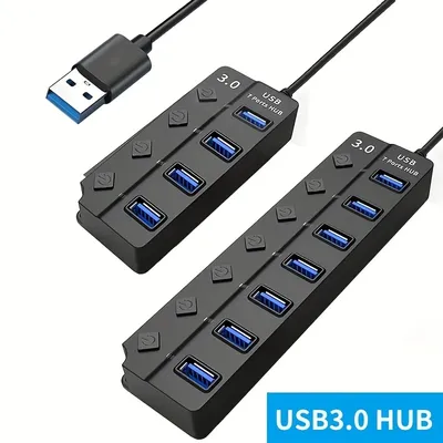 LED 표시기가 있는 4/7포트 USB 3.0 허브 노트북 플래시 드라이브 하드 디스크 프린터 카메라 키보드용 독립 스위치 제어